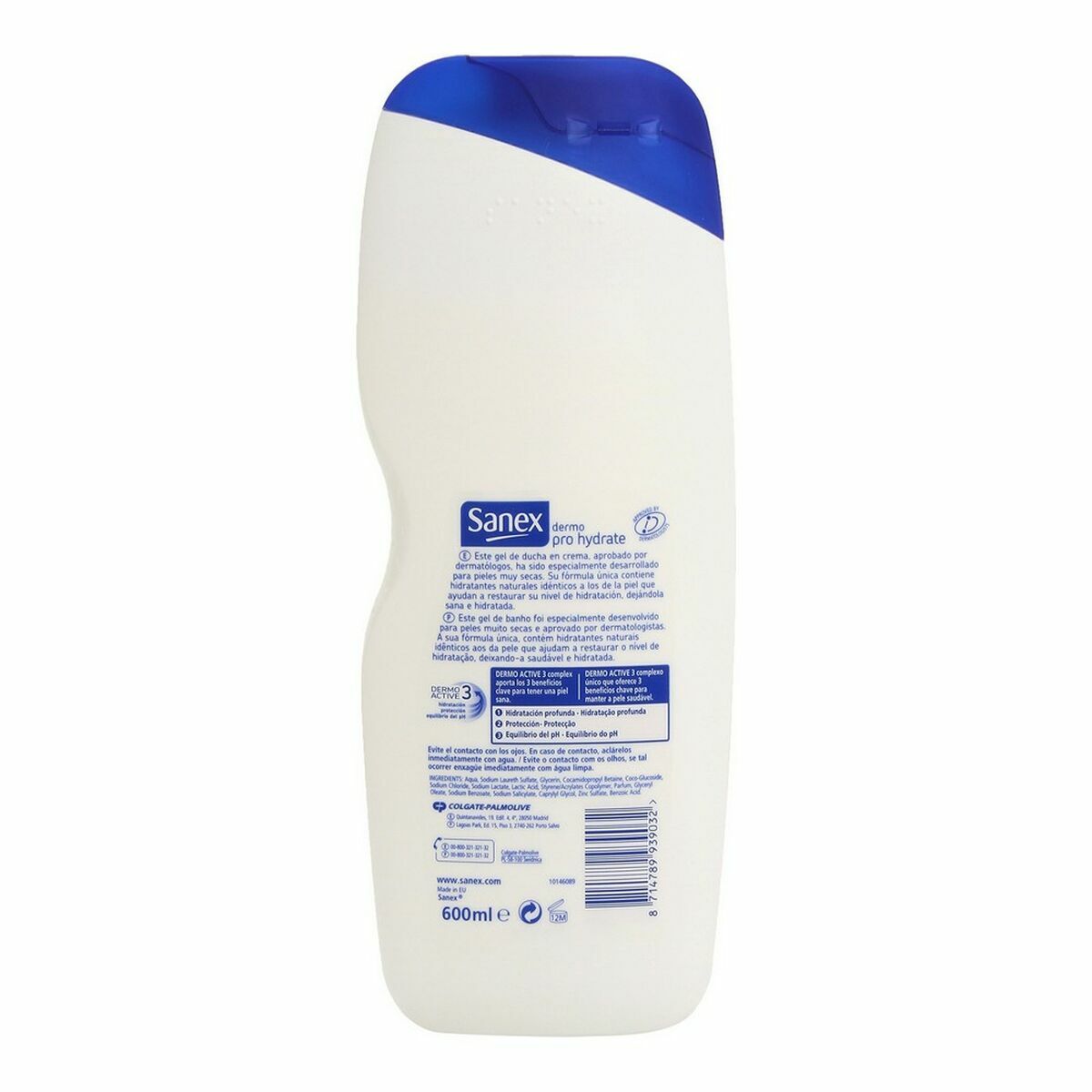 Gel de Duche Hidratante Sanex Pro Hydrate 600 ml